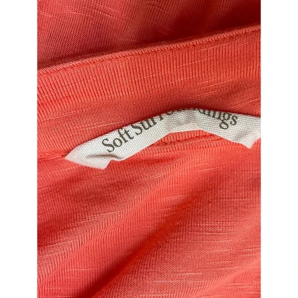 Soft Surroundings Graciela Women's Top Shirt Tunic Button Up Split Neck M Orange - Picture 6 of 9